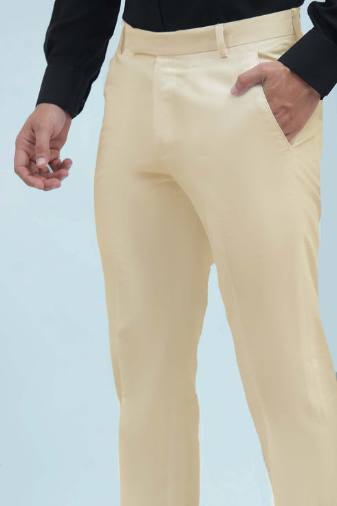 Veshbhoshaa Bluebird Men'S Cream Formal Trousers